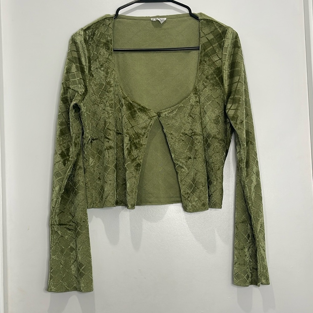 Cotton On Velvet Long Sleeve Crop Top Size Large
